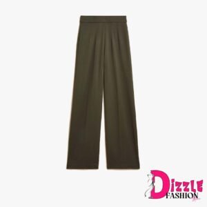 Dizzle - Celana Wanita - Jersey Wide Leg Trousers with Stretch, DarkKhaki