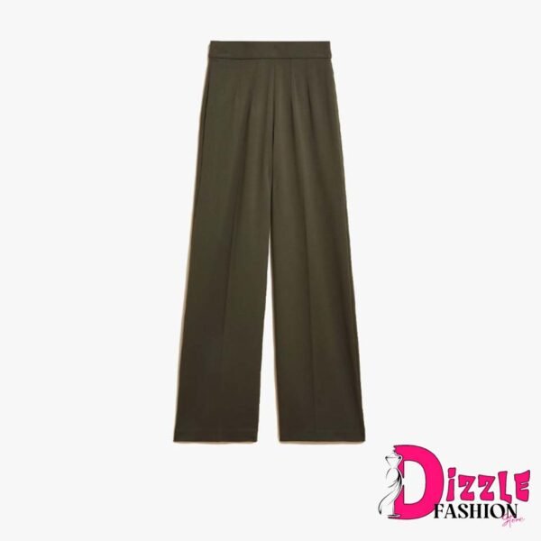 Dizzle - Celana Wanita - Jersey Wide Leg Trousers with Stretch, DarkKhaki